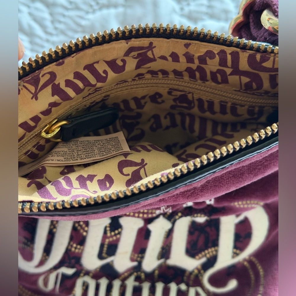 Juicy Couture Crossbody Bag Purse Vintage Y2K Velour Purple RARE see pics - Picture 10 of 15